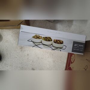 Tahari Porcelain Serving Set with Black Stand